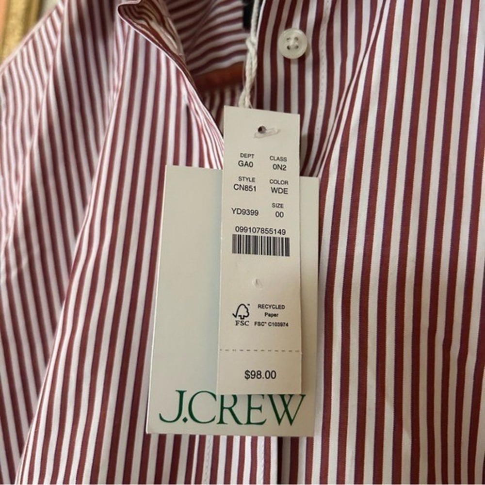 J. Crew Red and White Striped Button-Down Shirt - Picture 3 of 7